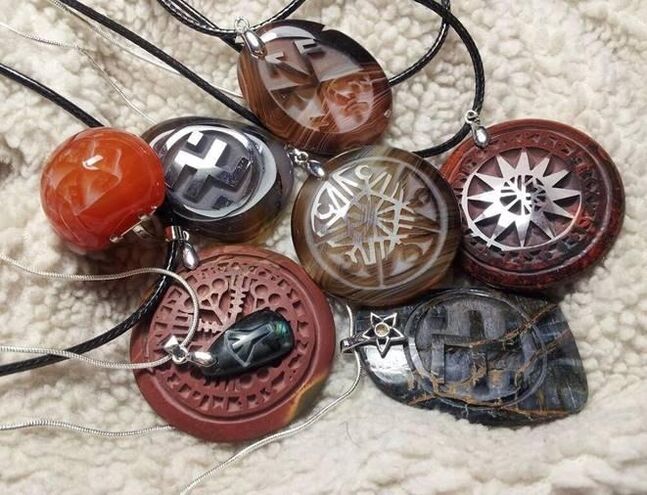 Amulets in the form of pendants for luck, wealth and health